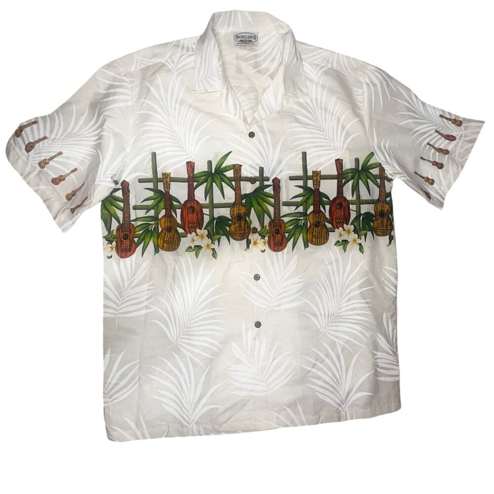 Pacific Legend Hawaiian Shirt Guitar Print Mens L